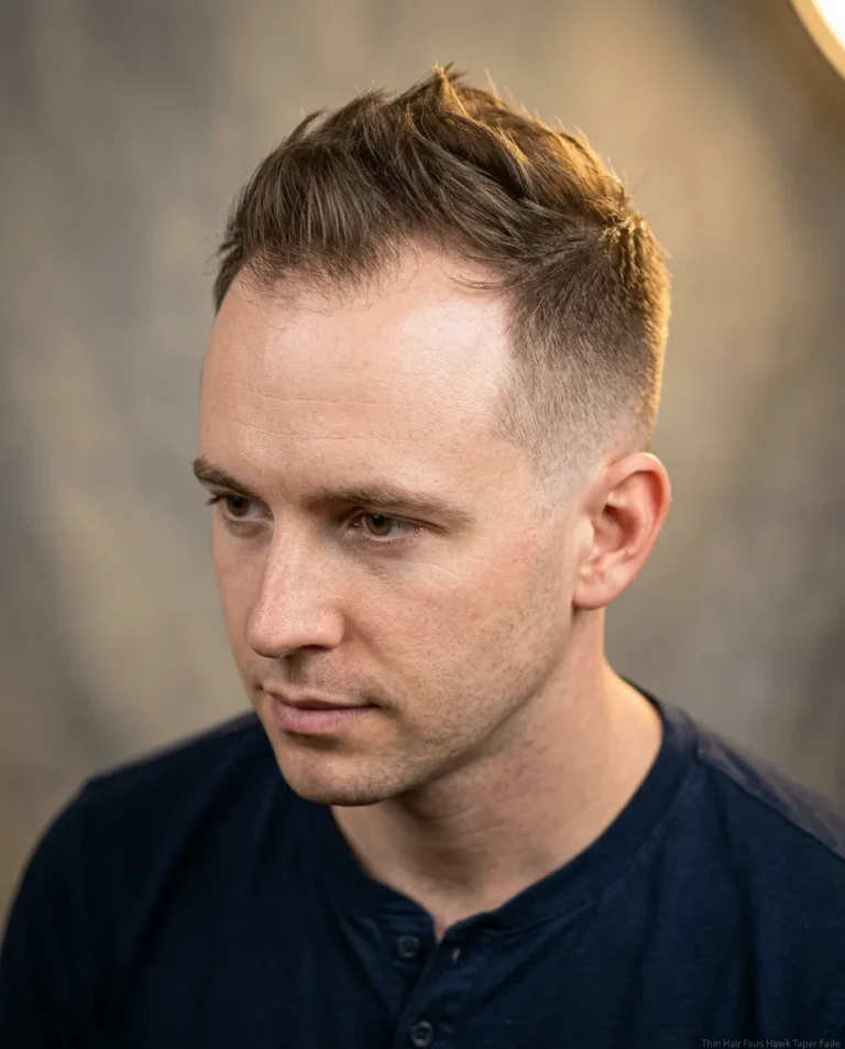 Thin Hair Faux Hawk Taper Fade on man