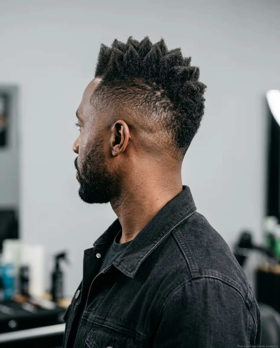 Thin Hair Faux Hawk Undercut on man
