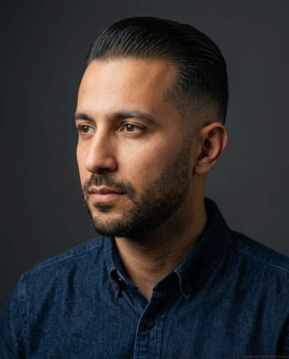 Medium Fade Undercut Slick on thin hair
