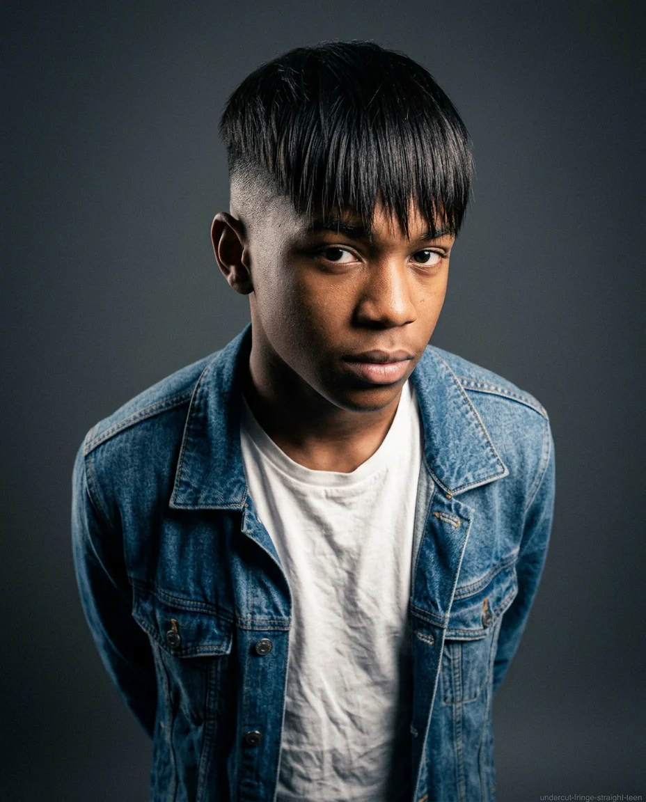 Medium Undercut with Textured Fringe on straight hair