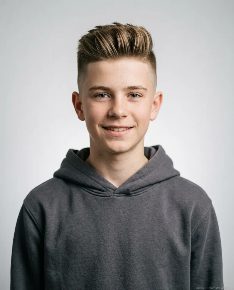 Medium Undercut with Textured Quiff on straight hair