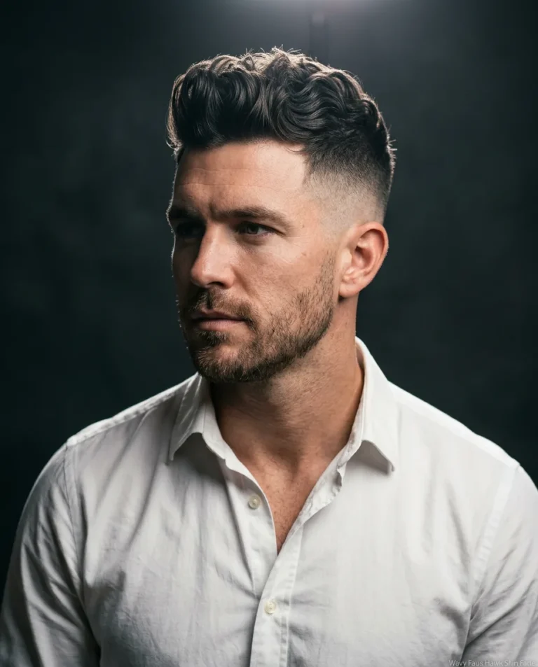 Wavy Faux Hawk Skin Fade on man